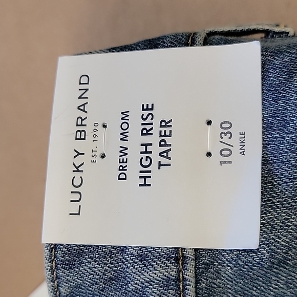 Lucky Brand Size 10/30 Ankle Drew Mom High Rise Taper Blue Jean NEW with Tag - Picture 2 of 14
